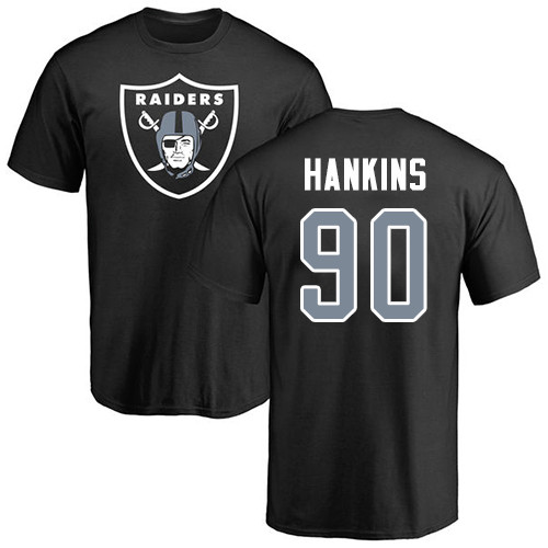Men Oakland Raiders Black Johnathan Hankins Name and Number Logo NFL Football #90 T Shirt